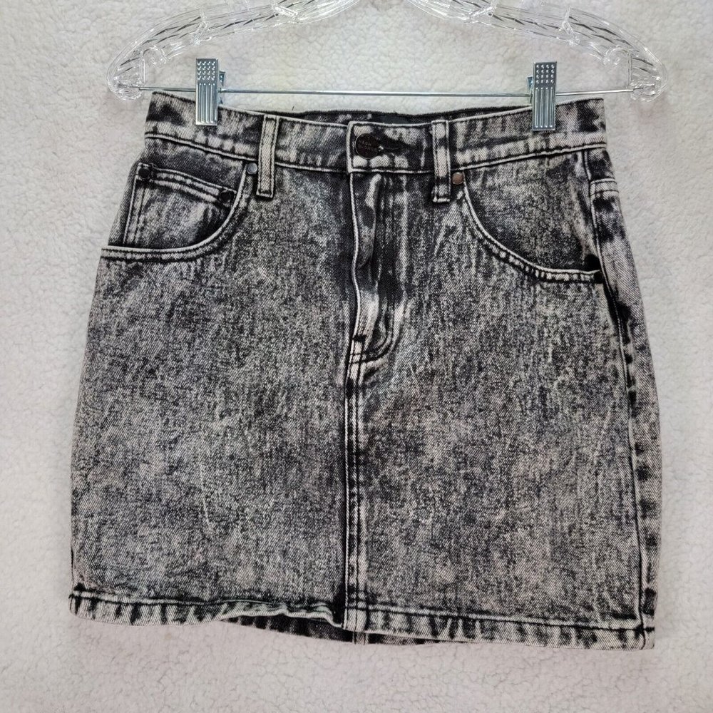 Neon Blonde Charcoal Cotton Denim Meet My Mum Acid Wash Jean Mini Skirt